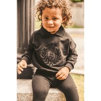 Little Parni Black Baby Sweatshirt W Logo Flocking And Leggings Set (K472)