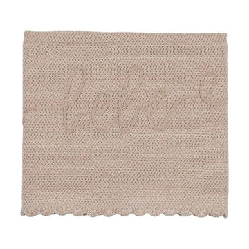 Peluche Taupe Malange Scalloped Blanket/Ribbon