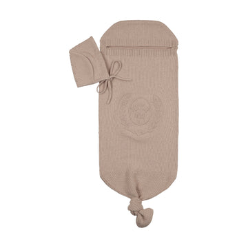 Peluche Taupe Bebe Embossed Cocoon + Bonnet