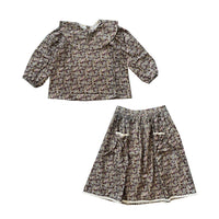 Pernille Mauve Flannel Flower Print Skirt & Blouse