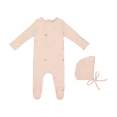 Mini Label Pima Cotton Pink Girls Mini Embroidered Butterfly Footie and Hat