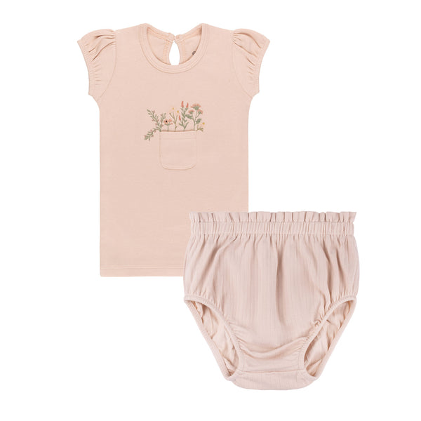 Ely's & Co Pocket Full of Flowers- Flowers/Blush - Tee and Bloomer Set
