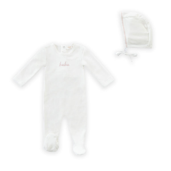 Kipp Baby Pink Bebe Footie Set (Romper & Bonnet)