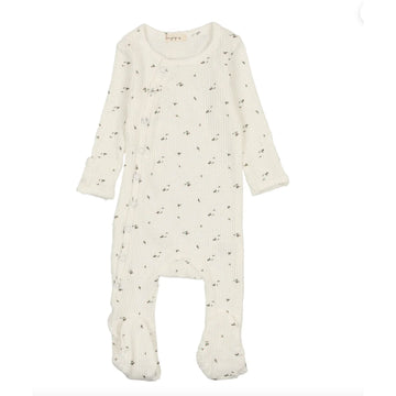 Bonjoy Pink Leaf Print Wide Ribbed Strechie
