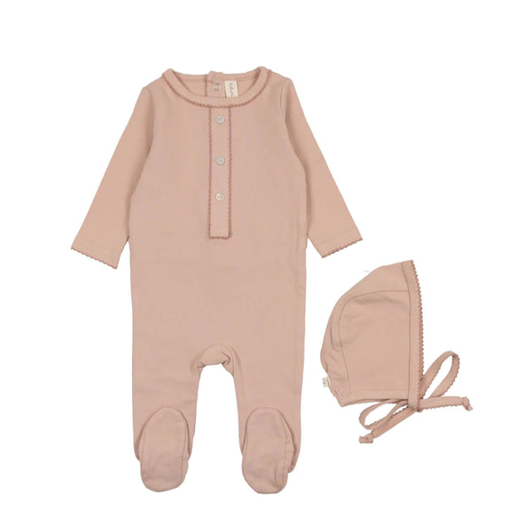 Lilette By Lil Legs Scallop Footie Set Pink Scallop