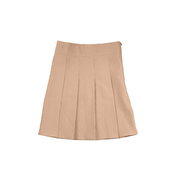 Belati Pale Pink Seersucker Pleated Skirt (BSK599)