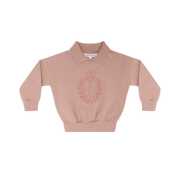 Little Parni Pink Collar Sweatshirt W Logo Flocking (K473)