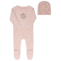 Aurora Pink Liberty Floral Velour Footie + Beanie