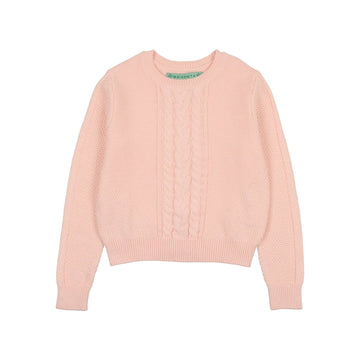 Maisonita Pale Pink Cabled Crew Sweater