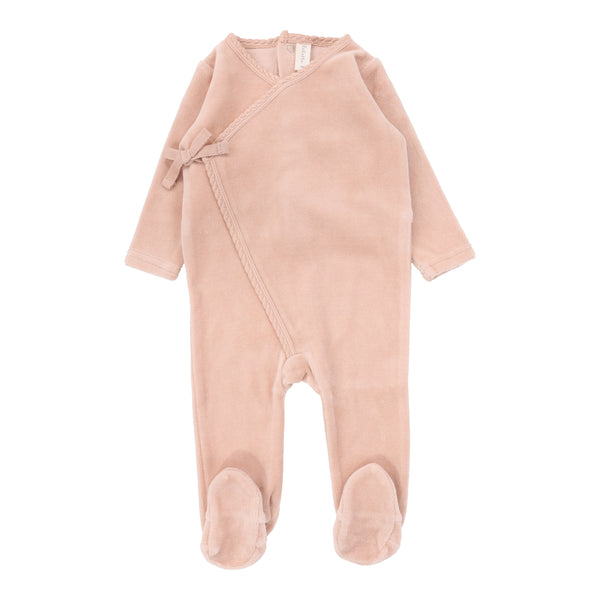 Lilette By Lil Legs Velour Wrap Footie Dusty Pink