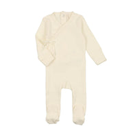 Lilette By Lil Legs Pinpoint Wrapover Footie Ivory