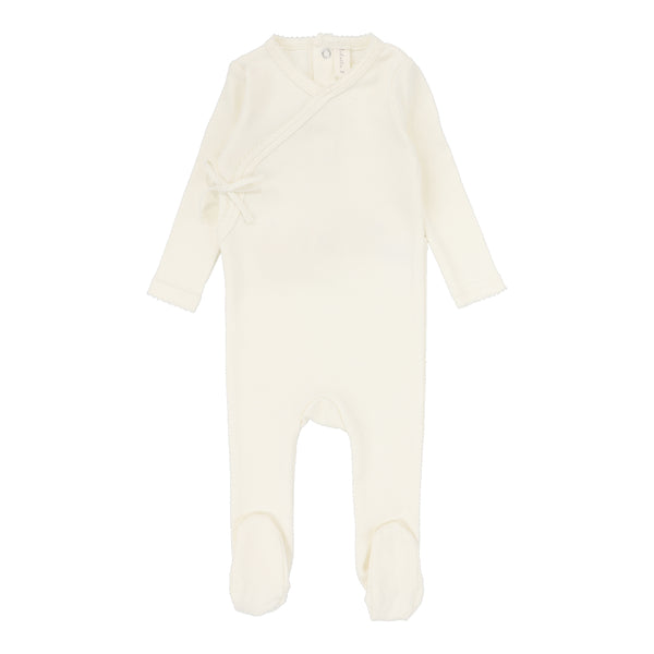 Lilette By Lil Legs Pinpoint Wrap Footie Ivory