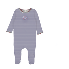 Bopop Pinstripe Pajamas - Anchor - Footie