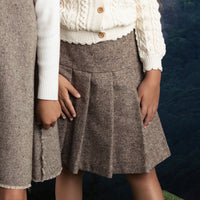 Noma Beige Tweed Pleated Skirt (NSK741)