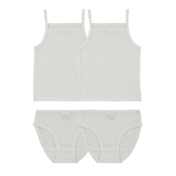 Noggi Pointelle White Girl  (2 Sets)- FINAL SALE