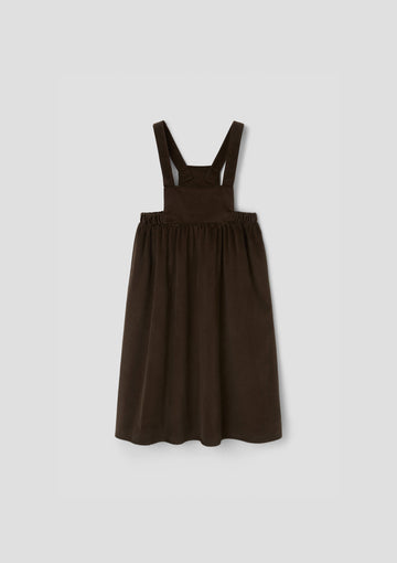 Popelin Brown Corduroy Midi Dress with Bib (Mod.50.3)