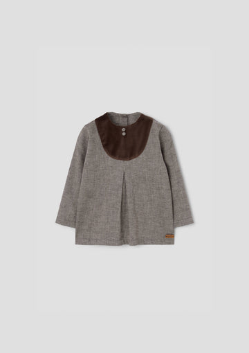 Popelin Brown Herringbone Yoke Blouse (Mod.21.2)