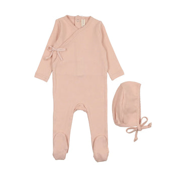 LILETTE  BY LIL LEGS  BY LIL LEGS PEACH PINPOINT WRAPOVER FOOTIE SET
