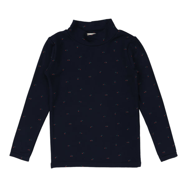 Lil Legs Printed Mockneck Navy/Cherry