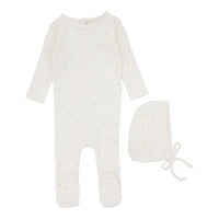 Lilette By Lil Legs Printed Pointelle Footie Set Cream/Branch