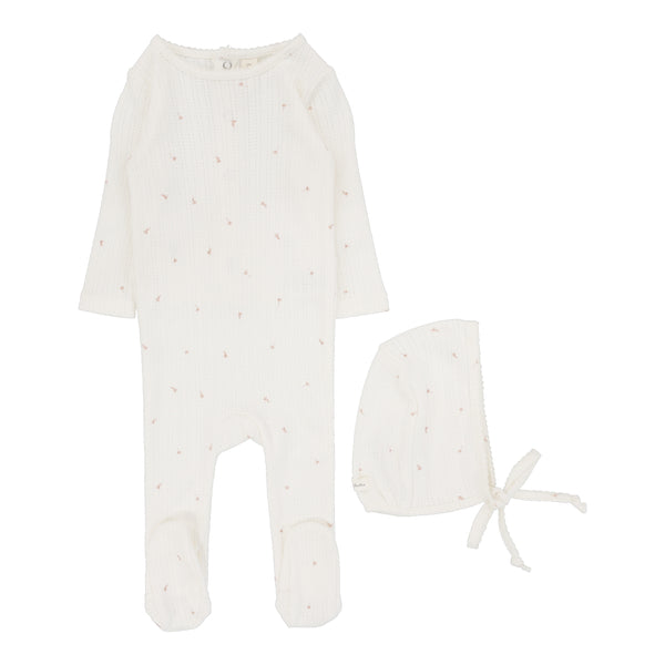 Lilette By Lil Legs Printed Pointelle Footie Set Cream/Floral