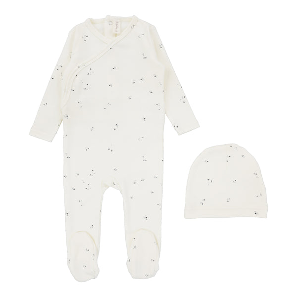 Lilette By Lil Legs Printed Wrapover Footie Set Clover Ivory