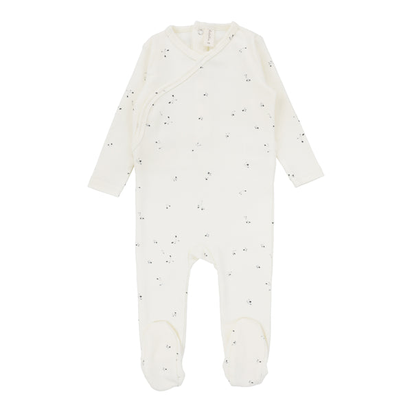 Lilette By Lil Legs Printed Wrapover Footie Clover Ivory