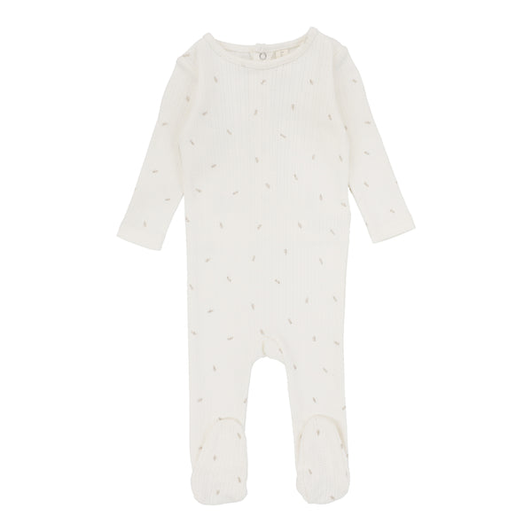 Lilette By Lil Legs Printed Pointelle Footie Cream/Branch