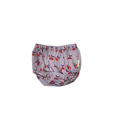 Piupiuchick Purple & White Checkered W/ Cherries Baby Bloomers