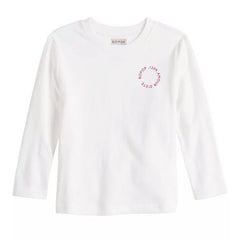Bopop White Tee - Raspberry Print - Long Sleeve (Raspberry Denim)