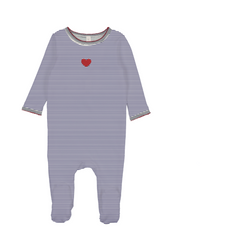 Bopop Pinstripe Pajamas - Heart - Footie