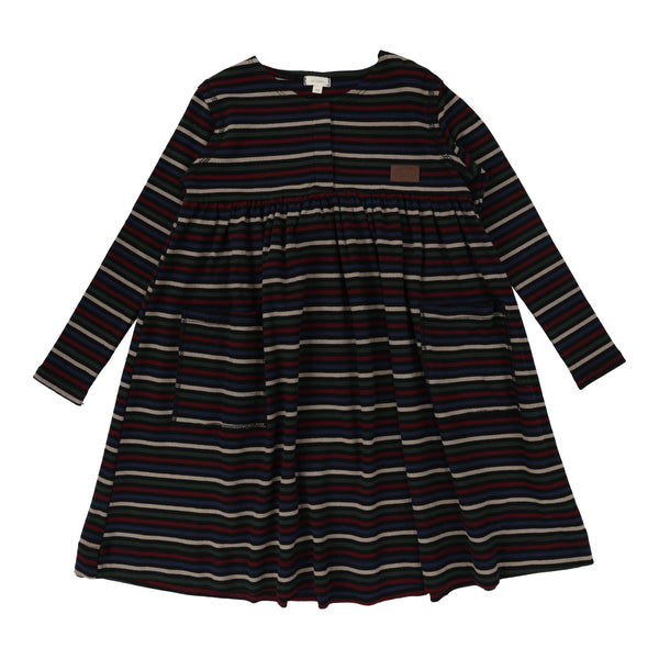 Lil Legs Ribbed Placket Dress Black Multicolor