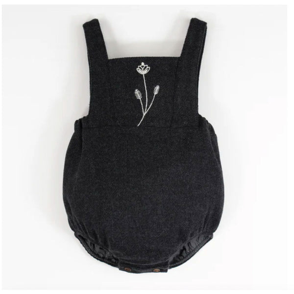 Popelin Dark Grey Woollen Romper Suit With Bib And Straps (Mod 4.3)