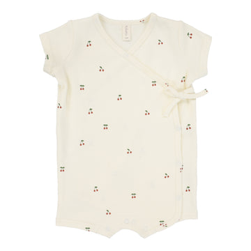 LILETTE  BY LIL LEGS  BY LIL LEGS IVORY/RED SCATTERED CHERRY ROMPER