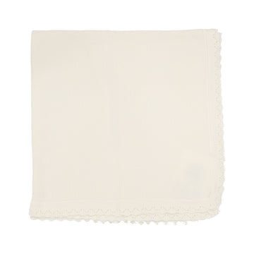 LILETTE  BY LIL LEGS  BY LIL LEGS CREAM KNIT RUFFLE BLANKET