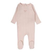 Lilette By Lil Legs Pointelle Graphic Footie Soft Pink Bow
