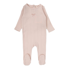 Lilette By Lil Legs Pointelle Graphic Footie Soft Pink Bow