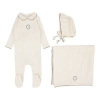 Lilette By Lil Legs Emblem Embroidered Layette Set Cream/Oat
