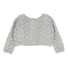 Lilette By Lil Legs Popcorn Weave Cardigan Set Light Blue WITH BONNET