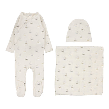 LILETTE  BY LIL LEGS  BY LIL LEGS CREAM/ NAUTICAL PRINT NAUTICAL LAYETTE SET