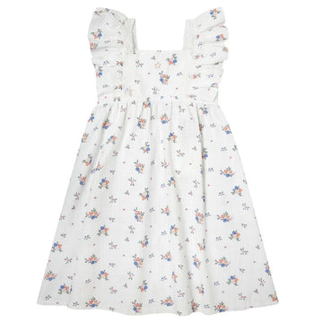 Tocoto Vintage Off White Flower Ruffled Straps Mini Dress