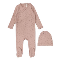 Lilette By Lil Legs Printed Wrapover Footie Set Scattered Branch Pink