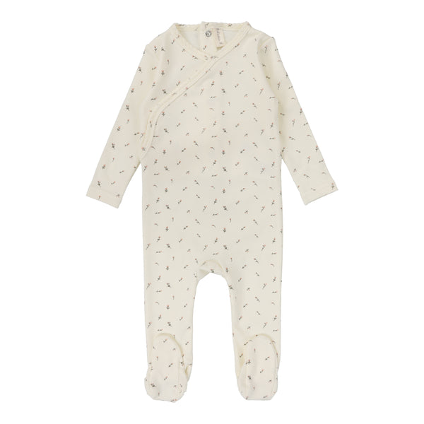 Lilette By Lil Legs Printed Wrapover Footie Scattered Branch Ivory