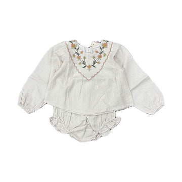 Pernille Ivory/Lurex Embroidered Azia Baby Set