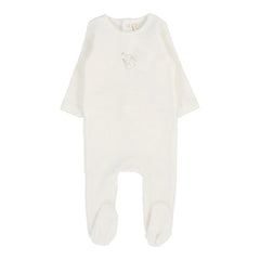 Lilette By Lil Legs Velour Forest Graphic Footie WINTER WHITE/OAT