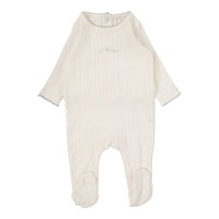 Lilette By Lil Legs Pointelle Graphic Footie Cream/Blue Crown