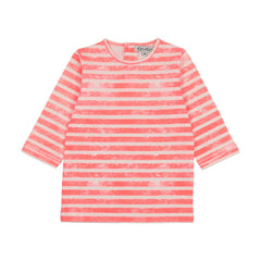 Kin And Kin 3/4 Sleeve T Shirt - Neon Pink Stripes