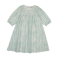 Kin And Kin Striped High Waisted Dress Long Sleeves - Soft Blue Stripes