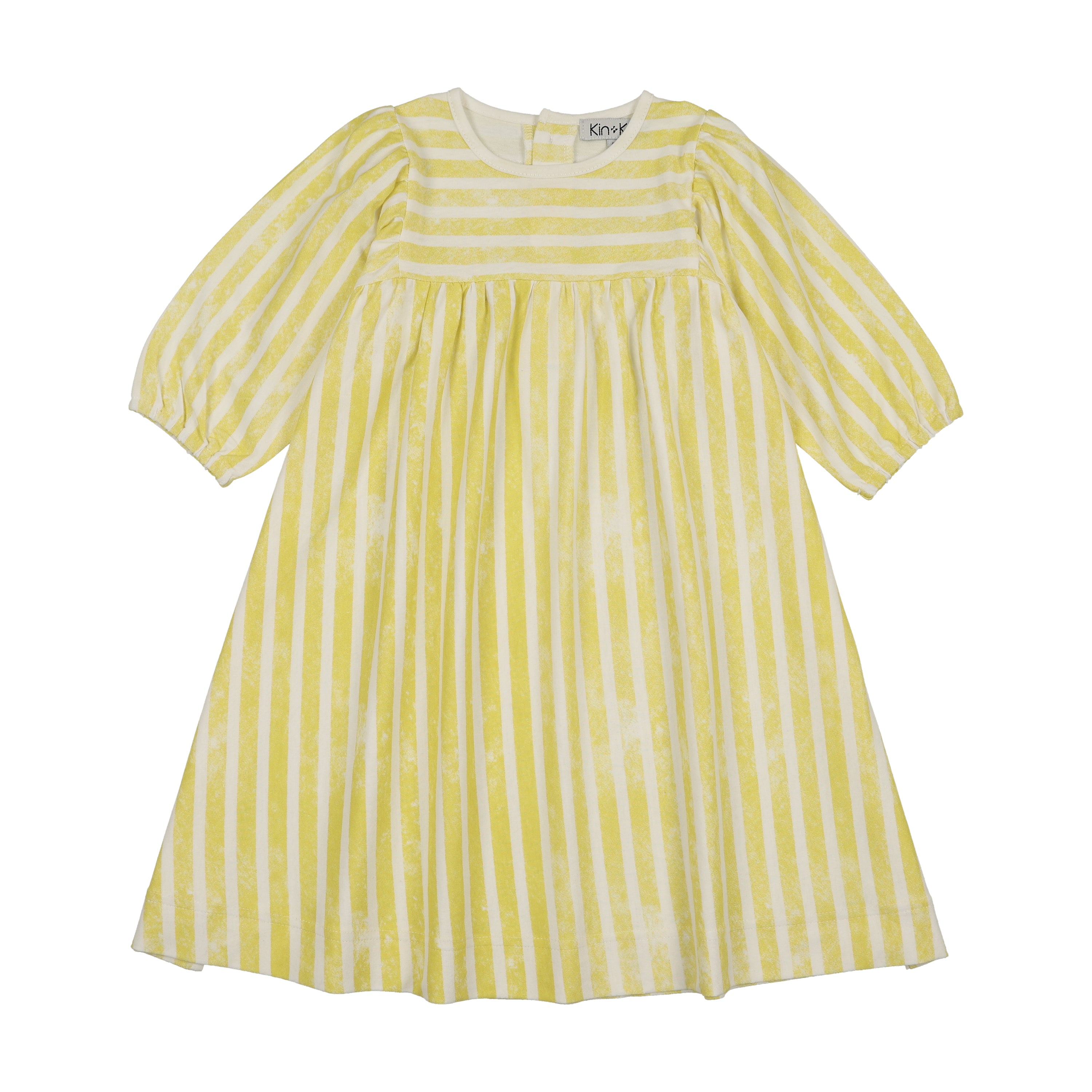 Kin And Kin Striped High Waisted Dress Long Sleeves - Neon Yellow Stri | Buttons Bebe Kin And Kin Striped High Waisted Dress Long Sleeves - Neon Yellow Stri | Buttons Bebe