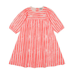 Kin And Kin Striped High Waisted Dress Long Sleeves - Neon Pink Stripes